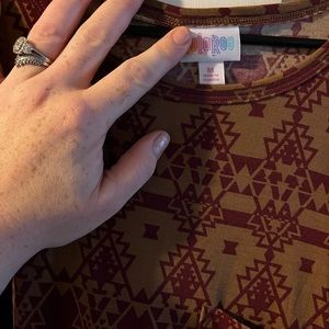 Lularoe dress, never worn, burgundy and gold size Medium